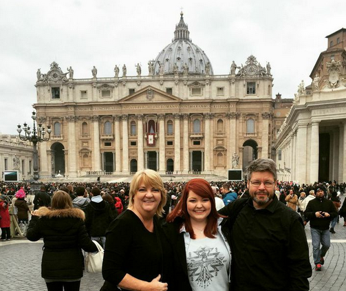 Christmas Day 2014. Kim, Jeff and Ashley in Vatican Square 